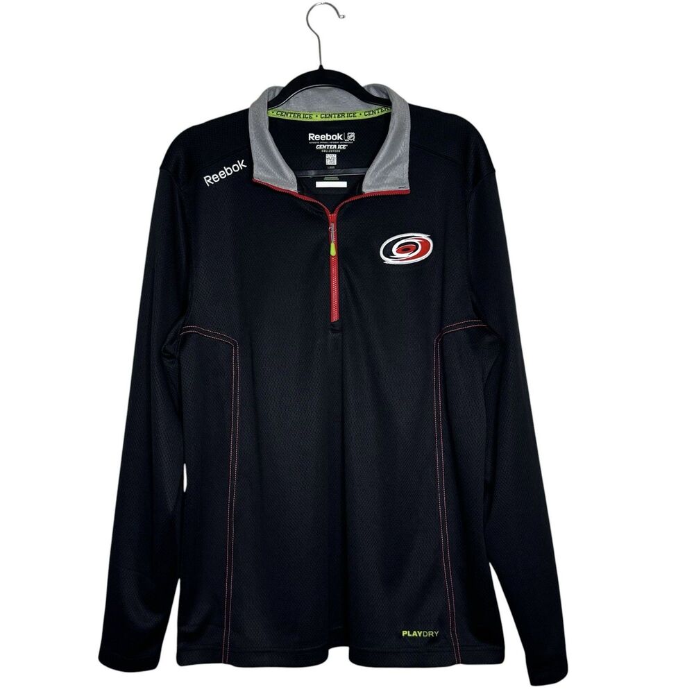 NWT Carolina Hurricanes Quarter Zip Size L Reebok Center Ice  Performance Hockey
